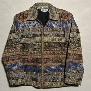 VTG Patchwork Jacket Women's 0 Small Chico's Design Phoebe Buffay Eclectic BOHO